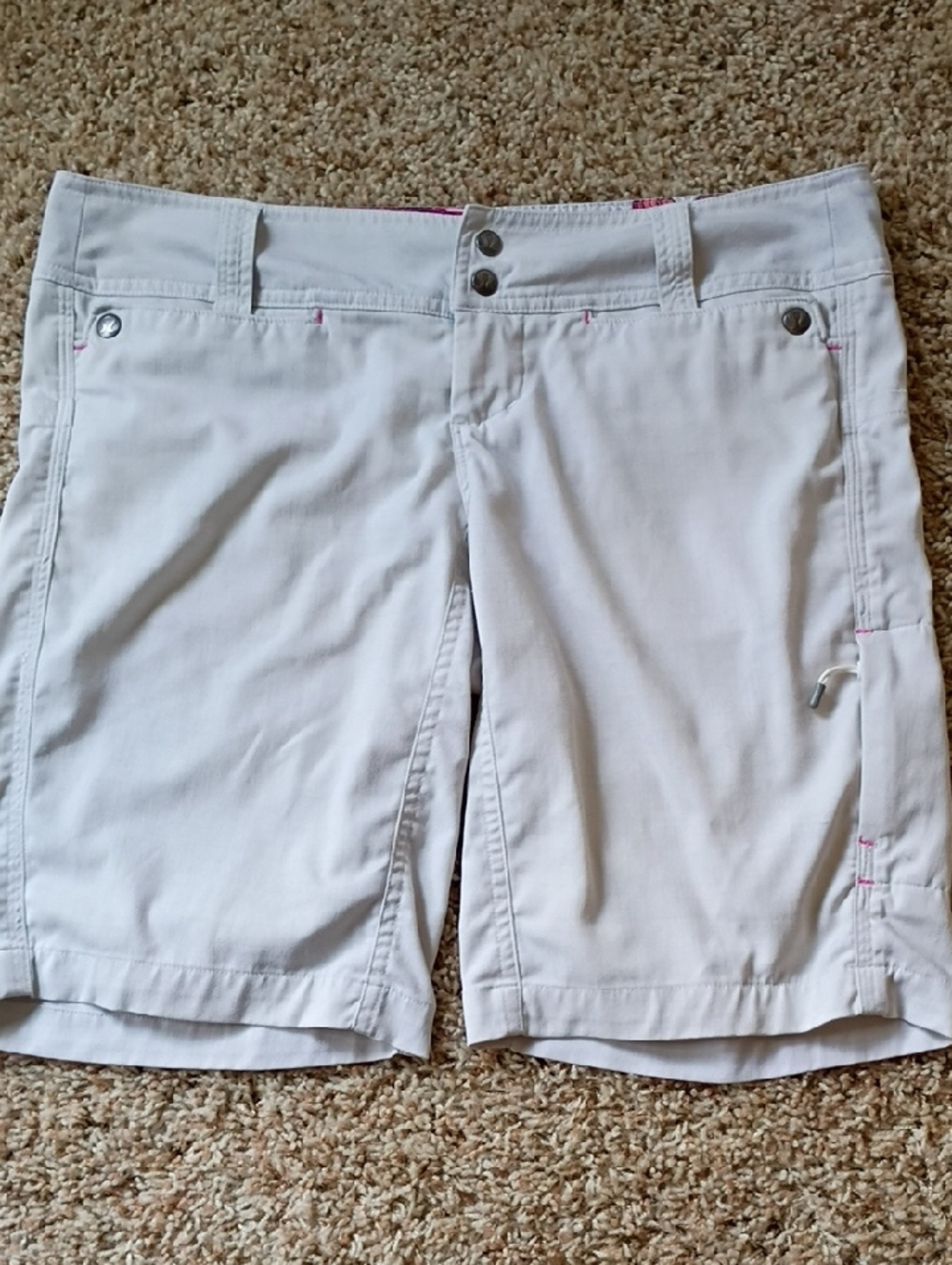 lululemon athletica White Women’s Bermuda Shorts with Pink Stitch Accents